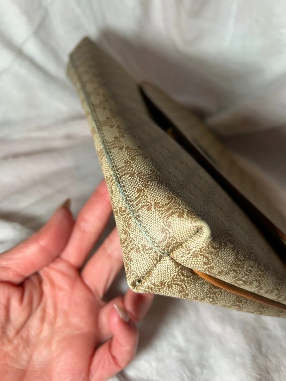 345. Vintage CELINE Macadam PVC and leather beige shoulder bag w/coa - Picture 4 of 14